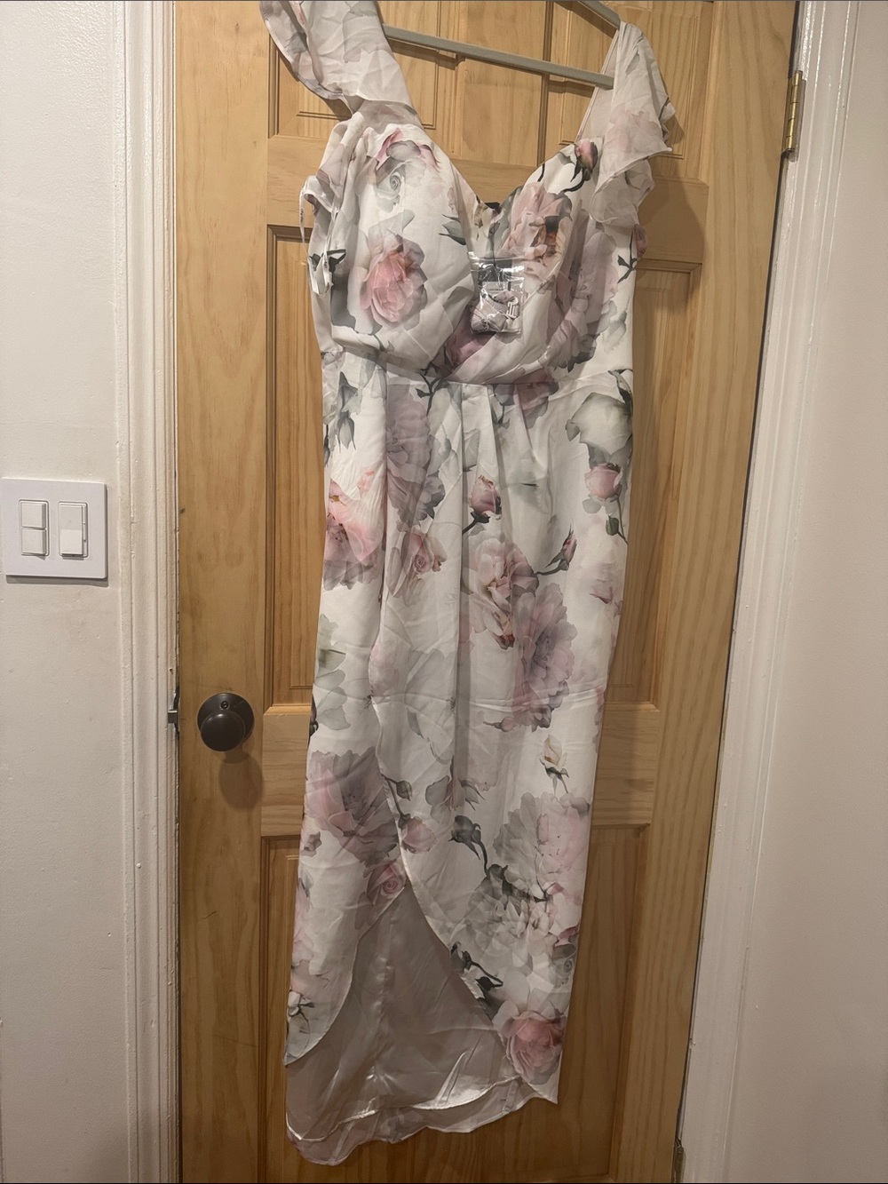 City Chic White Dress with Blush Floral Print